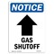 Signmission OSHA Notice Sign, 10" H, 7" W, Rigid Plastic, Gas Shutoff (Up Arrow) Sign With Symbol, Portrait OS-NS-P-710-V-13029 - alternate 1